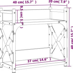 vidaXL printerstativ 40x20x40 cm 2 hylder konstrueret træ sonoma-eg