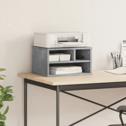 vidaXL printerstativ 40x32x22,5 cm konstrueret træ betongrå