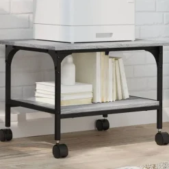 vidaXL printerstativ 50x40x38 cm 2 hylder konstrueret træ grå sonoma