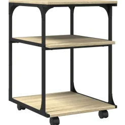 vidaXL printerstativ 43x48x64 cm 3 hylder konstrueret træ sonoma-eg