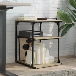 vidaXL printerstativ 43x48x64 cm 3 hylder konstrueret træ sonoma-eg