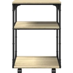 vidaXL printerstativ 43x48x64 cm 3 hylder konstrueret træ sonoma-eg