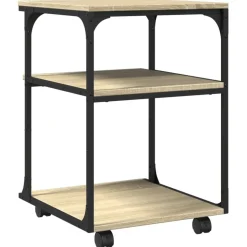vidaXL printerstativ 43x48x64 cm 3 hylder konstrueret træ sonoma-eg
