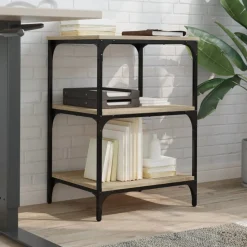 vidaXL printerstativ 50x41x75 cm 3 hylder konstrueret træ sonoma-eg