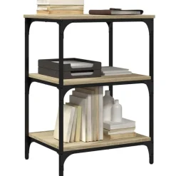 vidaXL printerstativ 50x41x75 cm 3 hylder konstrueret træ sonoma-eg