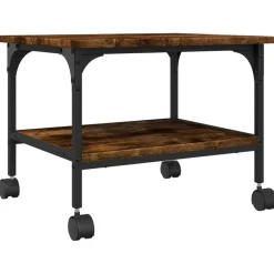 vidaXL printerstativ 50x40x38 cm 2 hylder konstrueret træ røget sonoma