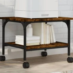 vidaXL printerstativ 50x40x38 cm 2 hylder konstrueret træ røget sonoma