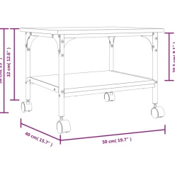 vidaXL printerstativ 50x40x38 cm 2 hylder konstrueret træ røget sonoma