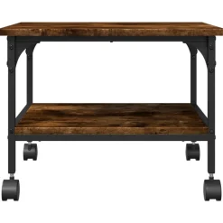 vidaXL printerstativ 50x40x38 cm 2 hylder konstrueret træ røget sonoma