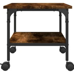 vidaXL printerstativ 50x40x38 cm 2 hylder konstrueret træ røget sonoma