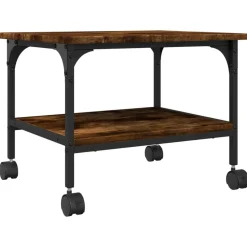 vidaXL printerstativ 50x40x38 cm 2 hylder konstrueret træ røget sonoma