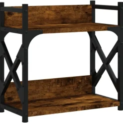 vidaXL printerstativ 40x20x40 cm 2 hylder konstrueret træ røget sonoma
