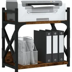 vidaXL printerstativ 40x20x40 cm 2 hylder konstrueret træ røget sonoma