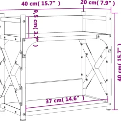 vidaXL printerstativ 40x20x40 cm 2 hylder konstrueret træ røget sonoma