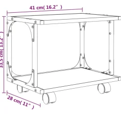 vidaXL printerstativ 41x28x33,5 cm 2 hylder konstrueret træ sonoma-eg