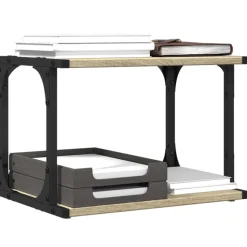 vidaXL printerstativ 41x28x33,5 cm 2 hylder konstrueret træ sonoma-eg