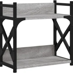 vidaXL printerstativ 40x20x40 cm 2 hylder konstrueret træ grå sonoma