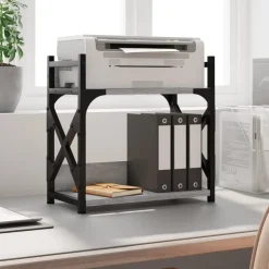 vidaXL printerstativ 40x20x40 cm 2 hylder konstrueret træ grå sonoma