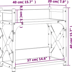 vidaXL printerstativ 40x20x40 cm 2 hylder konstrueret træ grå sonoma