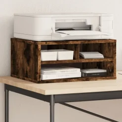 vidaXL printerstativ 49x40x22,5 cm konstrueret træ røget egetræ