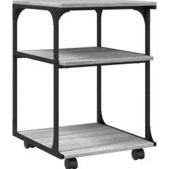 vidaXL printerstativ 43x48x64 cm 3 hylder konstrueret træ grå sonoma