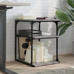 vidaXL printerstativ 43x48x64 cm 3 hylder konstrueret træ grå sonoma
