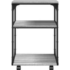 vidaXL printerstativ 43x48x64 cm 3 hylder konstrueret træ grå sonoma