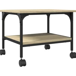 vidaXL printerstativ 50x40x38 cm 2 hylder konstrueret træ sonoma-eg