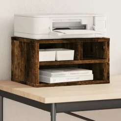 vidaXL printerstativ 40x32x22,5 cm konstrueret træ røget egetræsfarve
