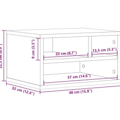 vidaXL printerstativ 40x32x22,5 cm konstrueret træ røget egetræsfarve