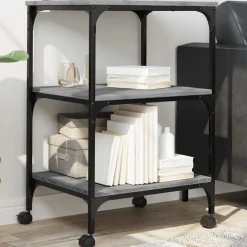 vidaXL printerstativ 50x41x75 cm 3 hylder konstrueret træ grå sonoma