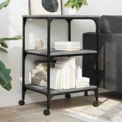 vidaXL printerstativ 50x41x75 cm 3 hylder konstrueret træ grå sonoma