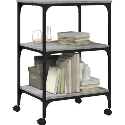 vidaXL printerstativ 50x41x75 cm 3 hylder konstrueret træ grå sonoma