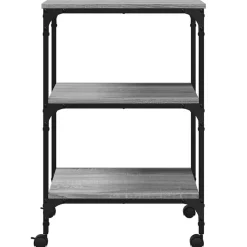 vidaXL printerstativ 50x41x75 cm 3 hylder konstrueret træ grå sonoma