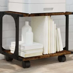 vidaXL printerstativ 41x28x33,5 cm 2 hylder konstrueret træ røget eg