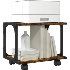 vidaXL printerstativ 41x28x33,5 cm 2 hylder konstrueret træ røget eg