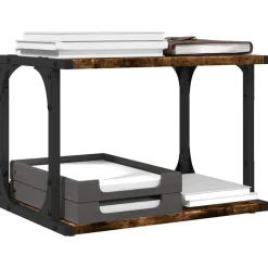 vidaXL printerstativ 41x28x33,5 cm 2 hylder konstrueret træ røget eg