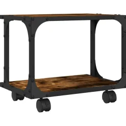 vidaXL printerstativ 41x28x33,5 cm 2 hylder konstrueret træ røget eg