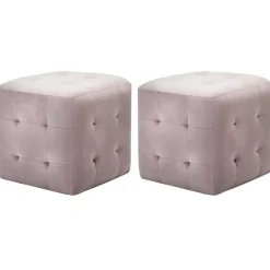 vidaXL puf 2 stk. 30 x 30 x 30 cm fløjlsstof pink