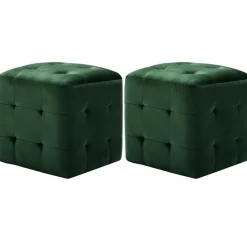 vidaXL puf 2 stk. 30 x 30 x 30 cm fløjlsstof grøn