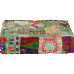 vidaXL puffe med patchwork firkantet bomuld håndlavet 50 x 50 x 12 cm grøn