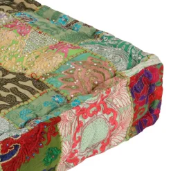 vidaXL puffe med patchwork firkantet bomuld håndlavet 50 x 50 x 12 cm grøn