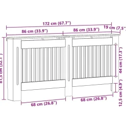 vidaXL Radiatorcover Beton Grå 172 x 19 x 81,5 cm Konstrueret træ