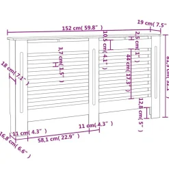 vidaXL radiatorskjuler 152x19x81,5 cm MDF antracitgrå