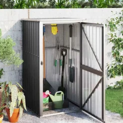 vidaXL redskabsskur til haven 88x89x161 cm galvaniseret stål antracit