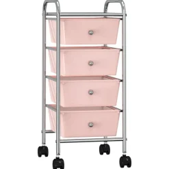 vidaXL rullebord med 4 skuffer plastik pink