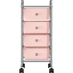 vidaXL rullebord med 4 skuffer plastik pink