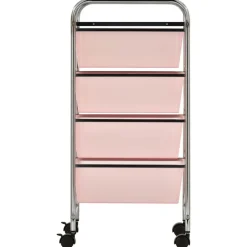 vidaXL rullebord med 4 skuffer plastik pink