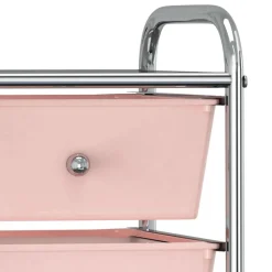 vidaXL rullebord med 4 skuffer plastik pink