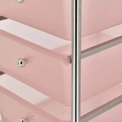 vidaXL rullebord med 4 skuffer plastik pink